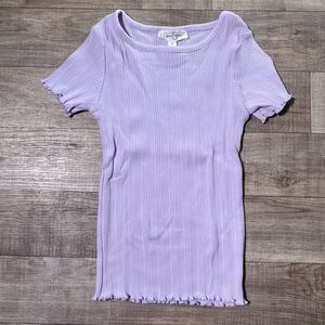 Jessica Simpson Girls Purple Stretch Fabric Short Sleeve Shirt Size 6